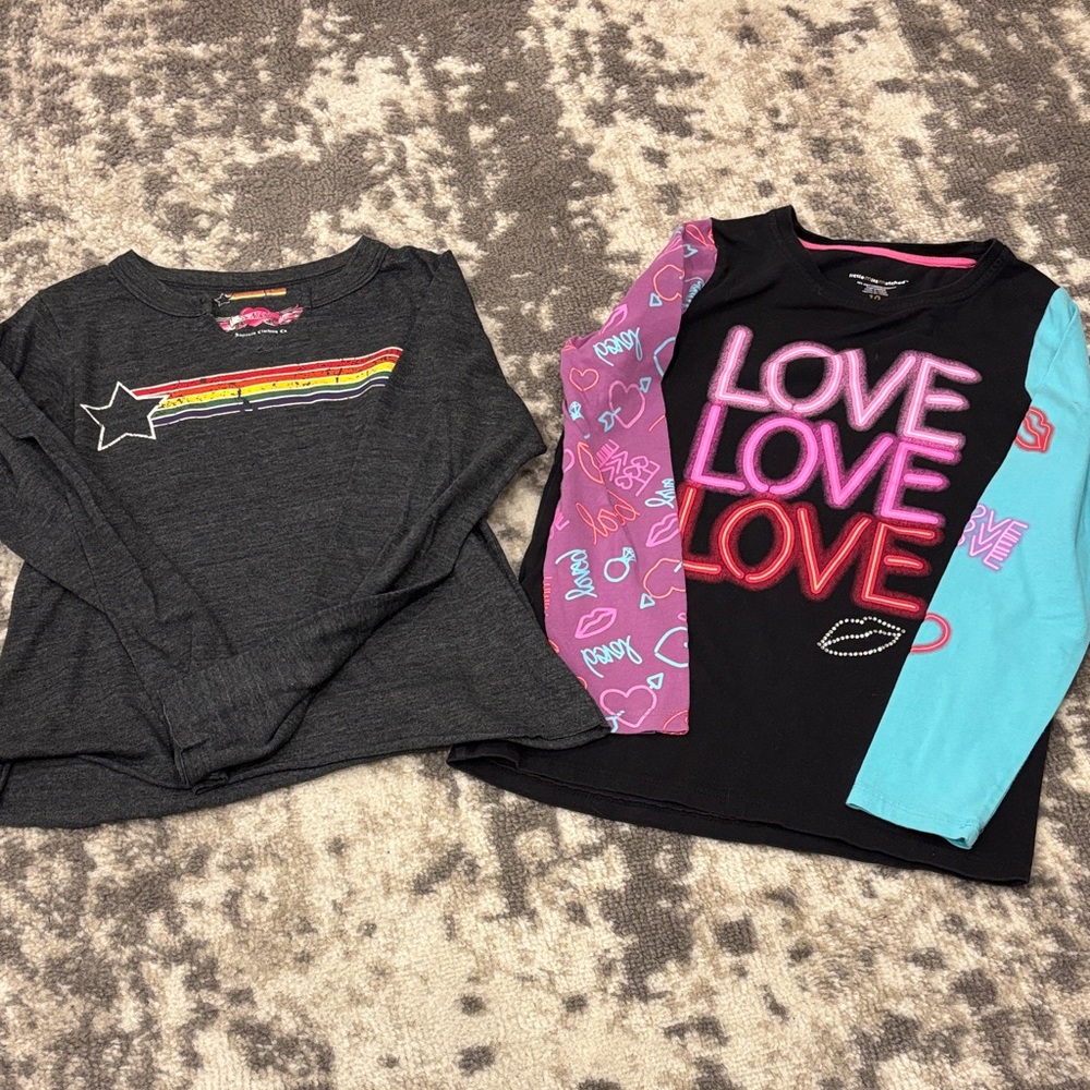 Bundle of Kids Graphic Long Sleeve Shirts - Black and Grey Sz:10